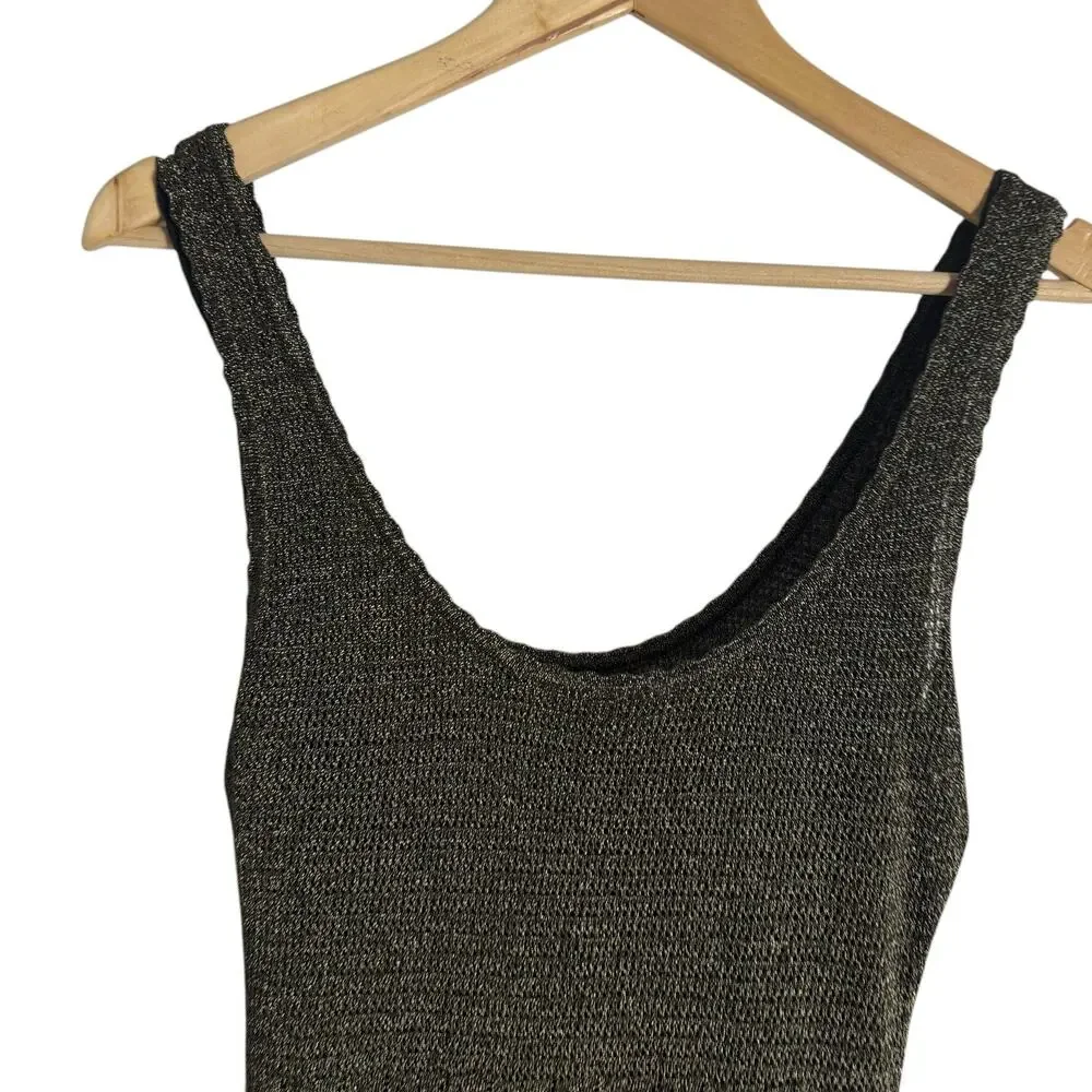 MISA Salma Gold Metallic Knit Sleeveless Scoop Neck Midi Dress Size XS - Picture 4 of 11